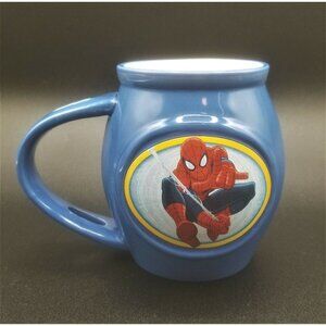 Spiderman Coffee Cup Mug Blue Flying Marvel Comics 2014 16 oz